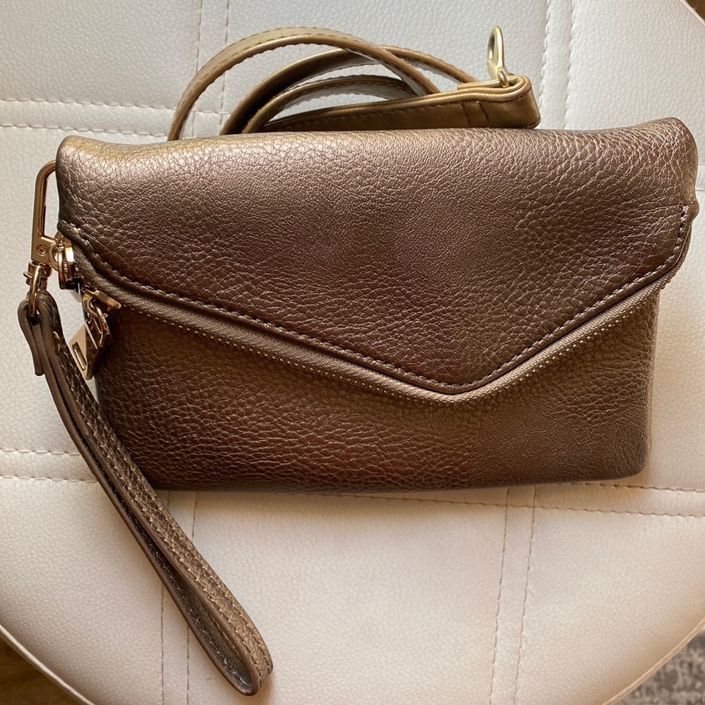 🛍️🛍️CLUTCH/WRISTLET/CROSSBODY BY URBAN EXPRESSIONS - Bronze&Gold (EC) Like New